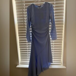 Astr Blue Ruched Long Sleeve Sheath Dress